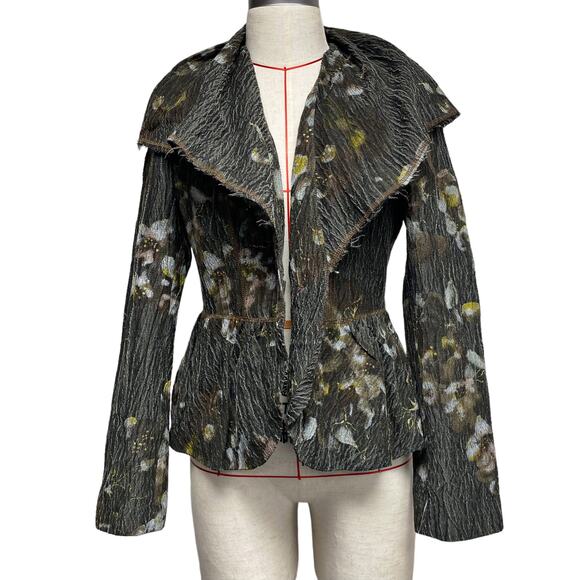 People Like Frank Womens Size S Gold Detail Crinkle Blazer - Picture 2 of 7